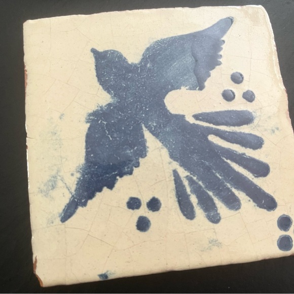 Mexican Hand Painted Terra-Cotta Talavera Vintage Tiles Set of 4 - Picture 14 of 15